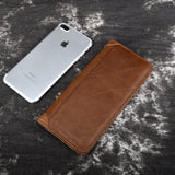 Cow Leather Wallet Men Long Vintage Wallet Multi-card Slot Purse Money Bag Brown