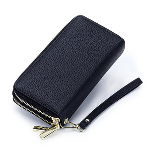 Cow Leather Women's Long Zipper Wallet Money Coin Holder Purse