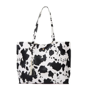 Cow Pattern Bag Handbag Soft Pu Leather Messenger Tote Bag