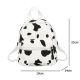 Cow Print Backpack Women Canvas Shoulder Schoolbag