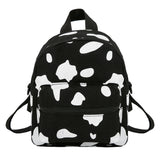 Cow Print Backpack Women Canvas Shoulder Schoolbag