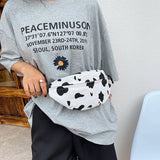 Cow Print Canvas Belt Bags for Women Fanny Pack Female