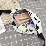 Cow Print Canvas Belt Bags for Women Fanny Pack Female