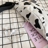 Cow Print Canvas Belt Bags for Women Fanny Pack Female