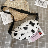 Cow Print Canvas Belt Bags for Women Fanny Pack Female