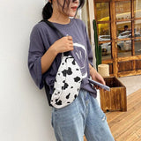 Cow Print Canvas Belt Bags for Women Fanny Pack Female