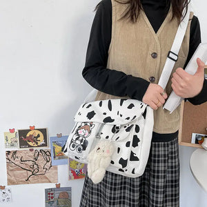 Cow Print Crossbody Bag Nylon Shoulder Purse Lightweight Pocketbooks