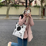 Cow Print Shoulder Bags Women Canvas Large Capacity Students All-match
