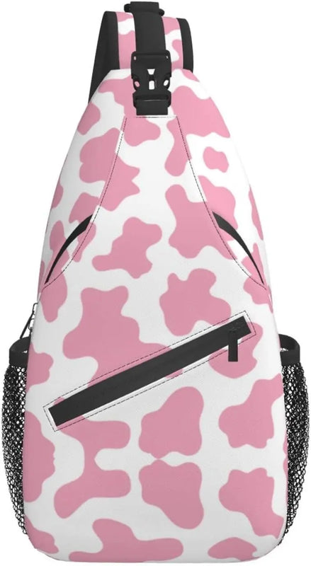 Cow Print Sling Bag Crossbody Backpack Hiking Travel Daypack Chest Bag