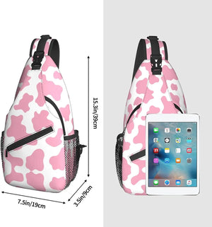 Cow Print Sling Bag Crossbody Backpack Hiking Travel Daypack Chest Bag