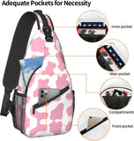 Cow Print Sling Bag Crossbody Backpack Hiking Travel Daypack Chest Bag