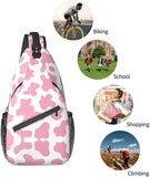 Cow Print Sling Bag Crossbody Backpack Hiking Travel Daypack Chest Bag