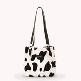 Cow Print Crossbody Bag Plush Lady Satchel Totes for Women