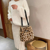 Cow Print Crossbody Bag Plush Lady Satchel Totes for Women