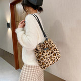 Cow Print Crossbody Bag Plush Lady Satchel Totes for Women