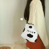 Cow Printed Shoulder Bags Women Canvas Bag Large Capacity Harajuku
