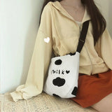 Cow Printed Shoulder Bags Women Canvas Bag Large Capacity Harajuku