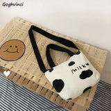 Cow Printed Shoulder Bags Women Canvas Bag Large Capacity Harajuku