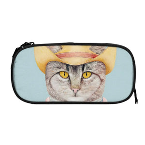 Cowboy Cat Pen Box Student School Anime Zipper Pen Bag Child Stationery Bag