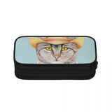 Cowboy Cat Pen Box Student School Anime Zipper Pen Bag Child Stationery Bag