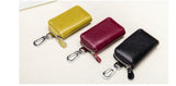 Women Men Cowhide Leather Zipper key Purse Bag Car Key Wallets Multifunction
