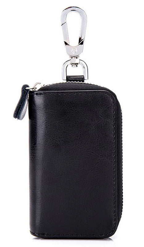 Women Men Cowhide Leather Zipper key Purse Bag Car Key Wallets Multifunction