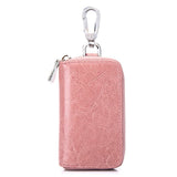 Women Men Cowhide Leather Zipper key Purse Bag Car Key Wallets Multifunction