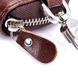 Women Men Cowhide Leather Zipper key Purse Bag Car Key Wallets Multifunction