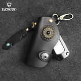 Cowhide Car Key Holder Leather Men Women Housekeeper Pouch Case Bag