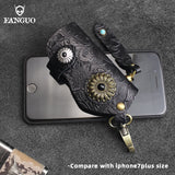 Cowhide Car Key Holder Leather Men Women Housekeeper Pouch Case Bag