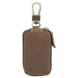 Cowhide Key Holder Case Car Keychain Wallet Dual Zipper