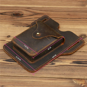 Cowhide Leather Belt Waist Bag for Women Men