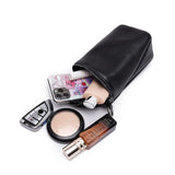 Cowhide Leather Crossbody Bags Mini Messenger Bags Solid Zipper Wide Strap