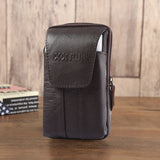 Cowhide Leather Fanny Waist Packs Men Classic Texture Casual Phone Pouch