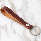 Cowhide Leather Keychain Pocket for Bag Car Keys Clip Ring DIY Gift