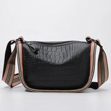 Cowhide Leather Women's Shoulder Bag Crocodile Pattern Zipper Messenger Handbag