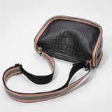 Cowhide Leather Women's Shoulder Bag Crocodile Pattern Zipper Messenger Handbag
