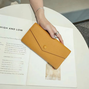 Women's Cowhide Long Wallet Envelope Clutch Phone Purse