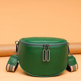 Cowhide Women Crossbody Bag Semicircle Saddle Bags Soft...