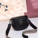 Cowhide Women Crossbody Bag Semicircle Saddle Bags Soft...