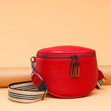 Cowhide Women Crossbody Bag Semicircle Saddle Bags Soft...