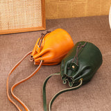 Cowhide Small Crossbody Bags Soft Leather Mini Bucket Shoulder Messenger