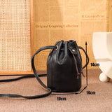 Cowhide Small Crossbody Bags Soft Leather Mini Bucket Shoulder Messenger