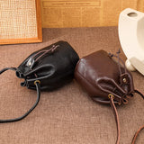 Cowhide Small Crossbody Bags Soft Leather Mini Bucket Shoulder Messenger
