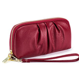 Cowhide Women Long Wallets Handbag Soft Leather Mobile Phone Bag Large Capacity