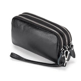 Cowhide Women's Handbag Three layer Zipper Wrist Bag Long Wallet