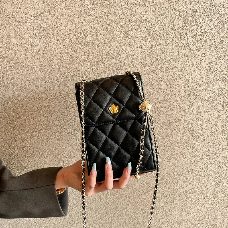 Cowhide Leather Crossbody Bag for Women Chain Mini Messenger Bag