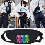 Crack Bear Printing Waist Bag Multifunction Sports Chest Bag Male Women Outside