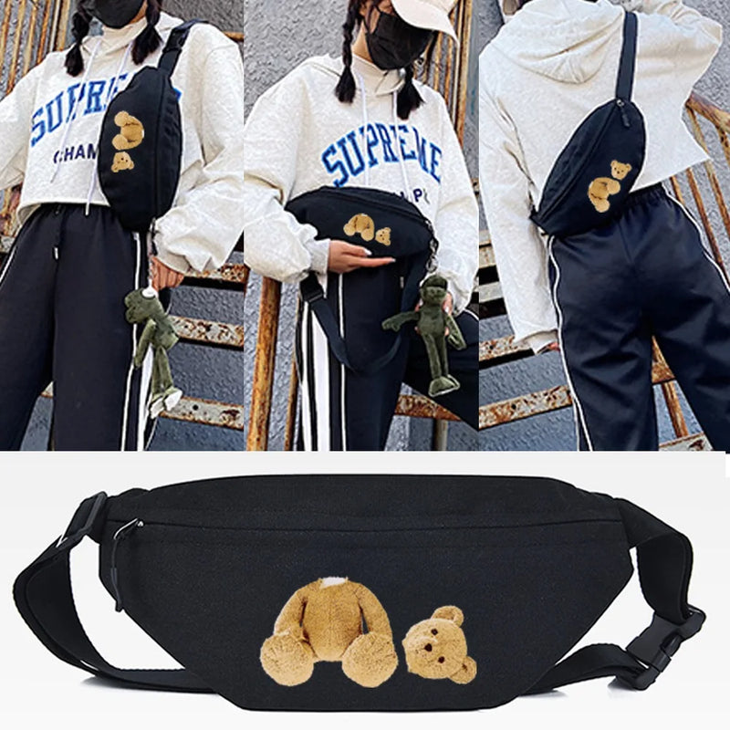 Crack Bear Printing Waist Bag Multifunction Sports Chest Bag Male Women Outside