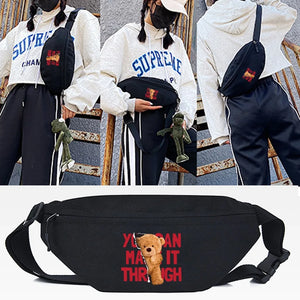 Crack Bear Printing Waist Bag Multifunction Sports Chest Bag Male Women Outside